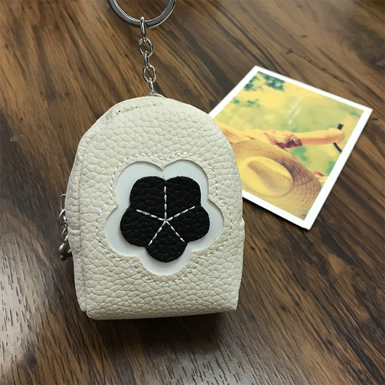 Wholesale Flower PU Zipper Zero Wallet Keychain